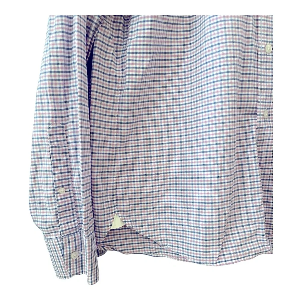 J.Crew Men’s Slim Fit Button-Down Shirt Large – Pink Blue‎ White Plaid Cotton